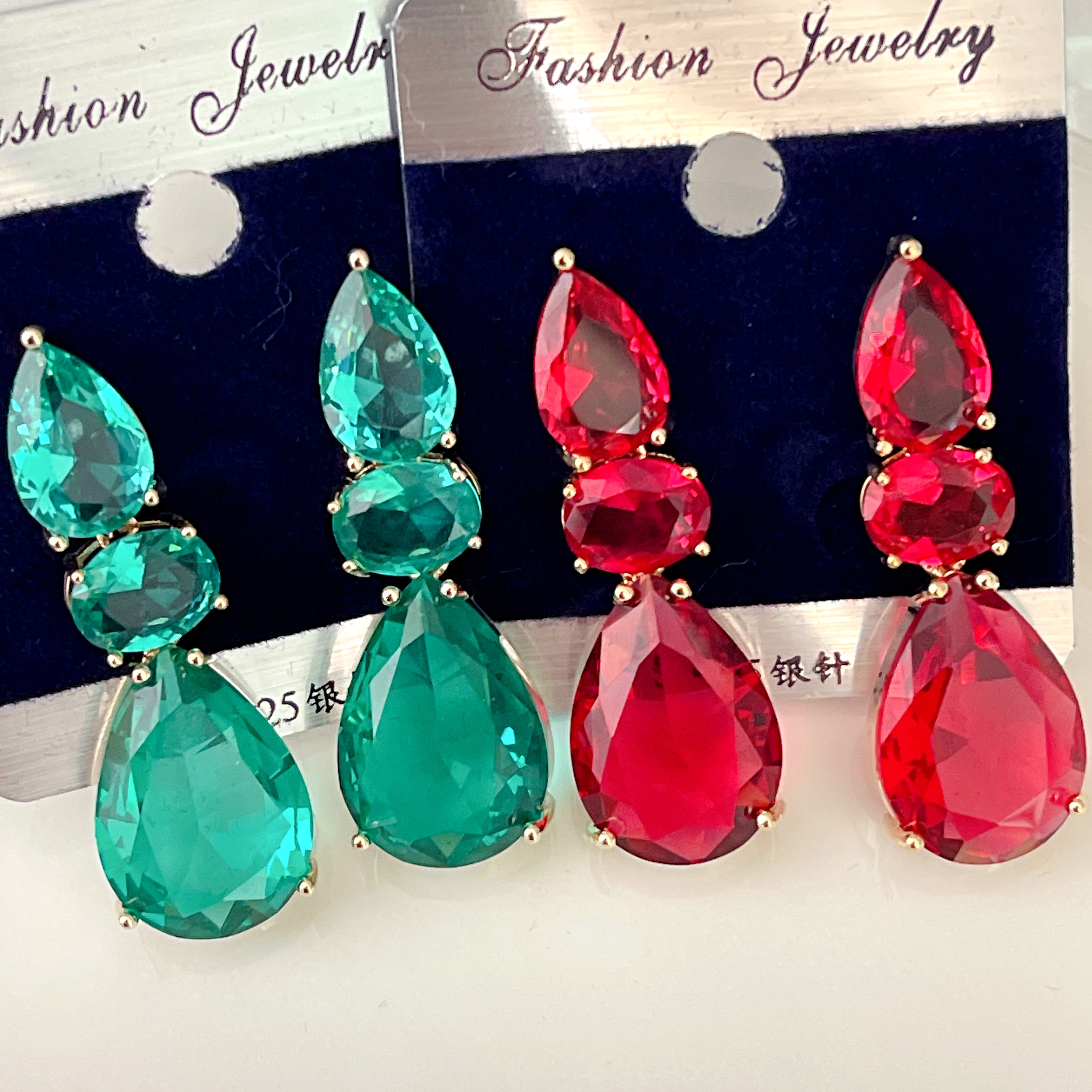 Green / Red Zircon Earrings