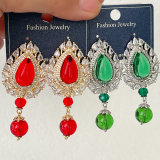 Big Red/Green Leaf Earrings