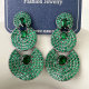 Green Zircon Party Earrings