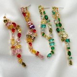Colorful Long Zircon Earrings