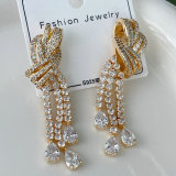 Knotted zircon Tassel Earrings