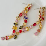 Colorful Long Zircon Earrings