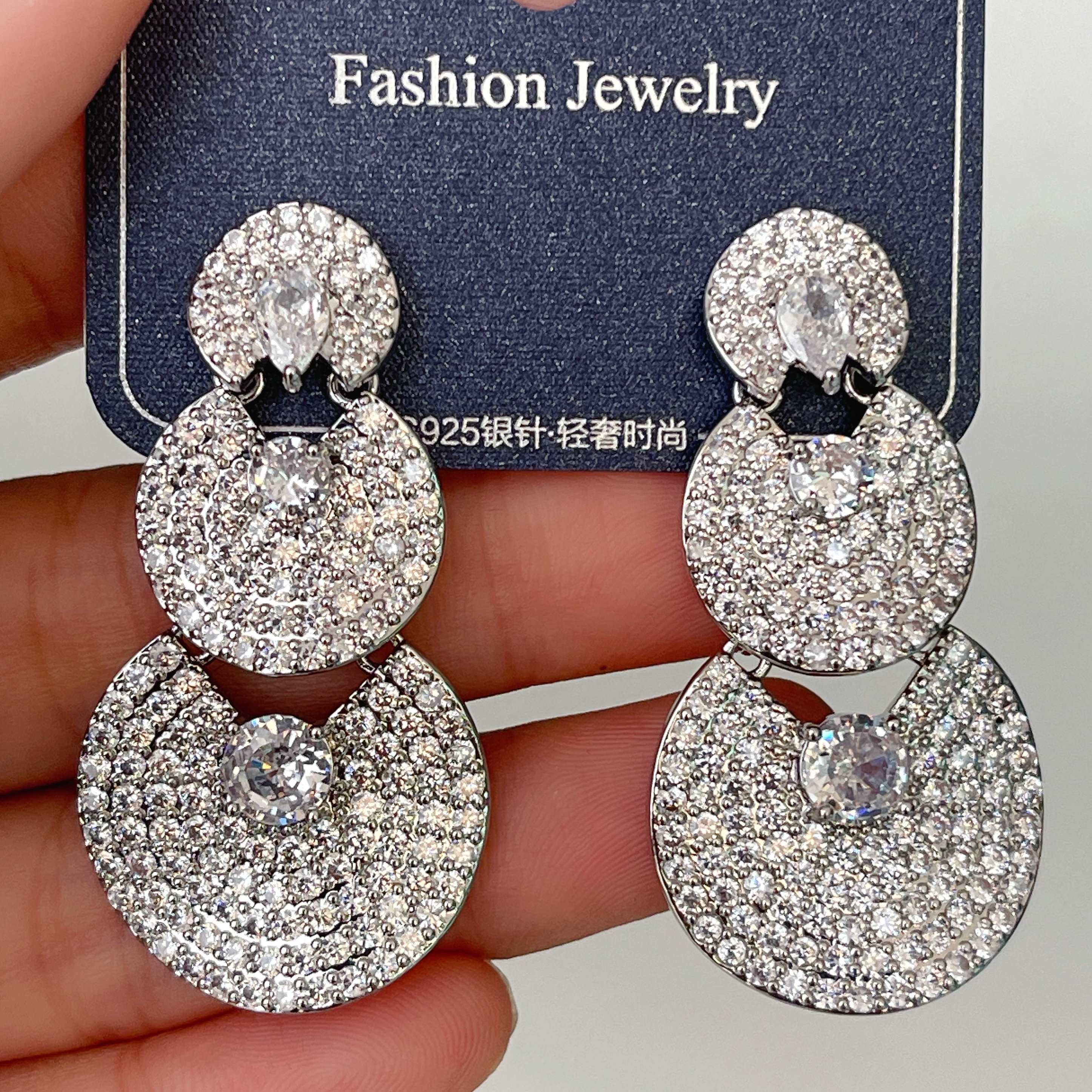 White Zircon Party Earrings