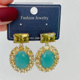Big Blue Oval Stone Earrings