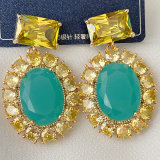 Big Blue Oval Stone Earrings