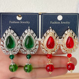 Big Red/Green Leaf Earrings