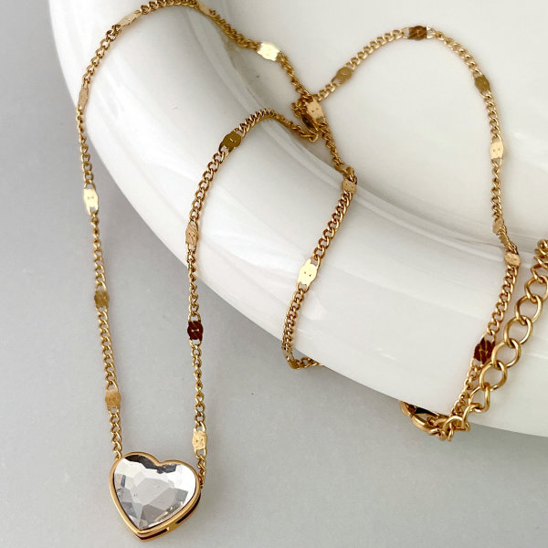 Stainless Steel White Heart Necklace