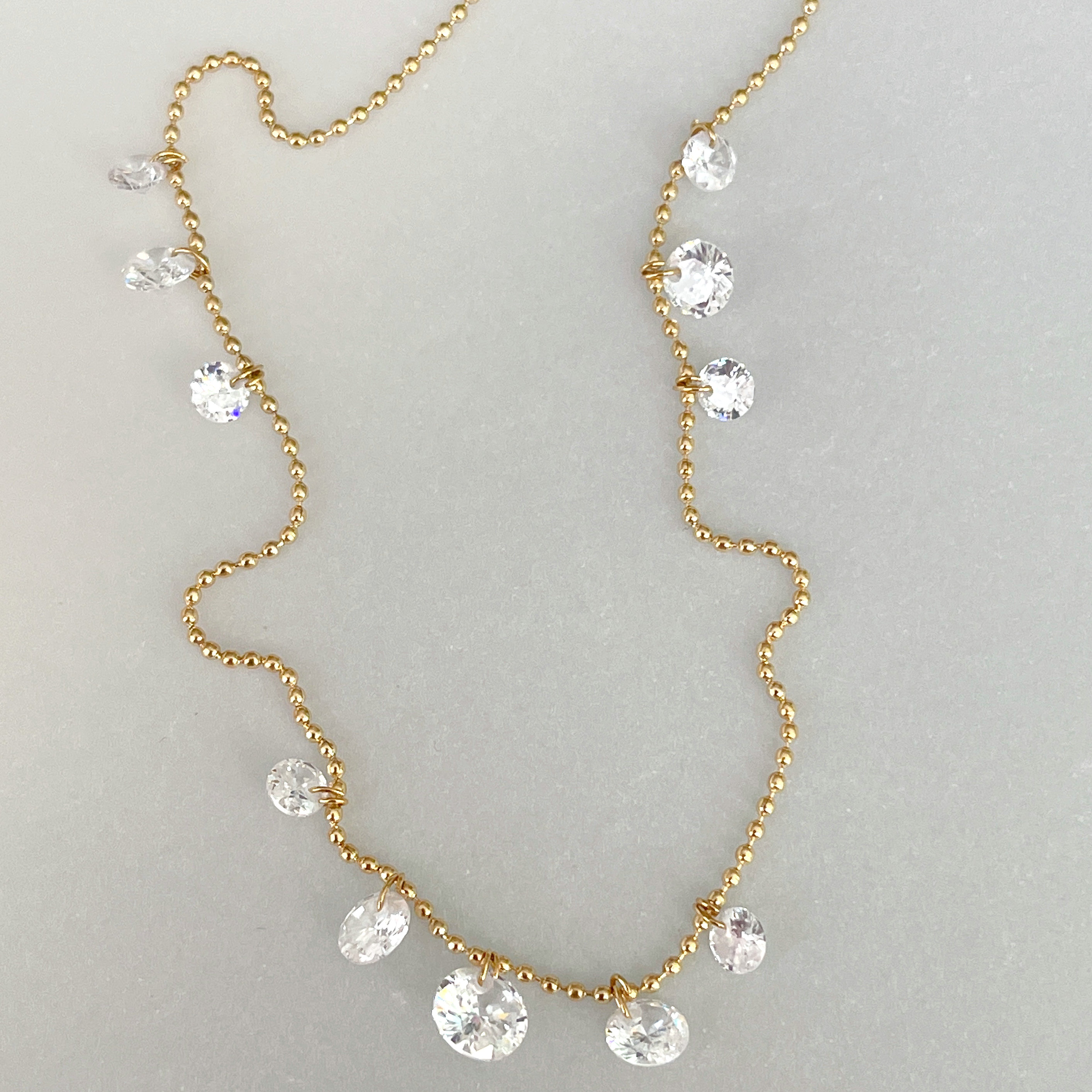 Stainless Steel White Crystal Charm Necklace