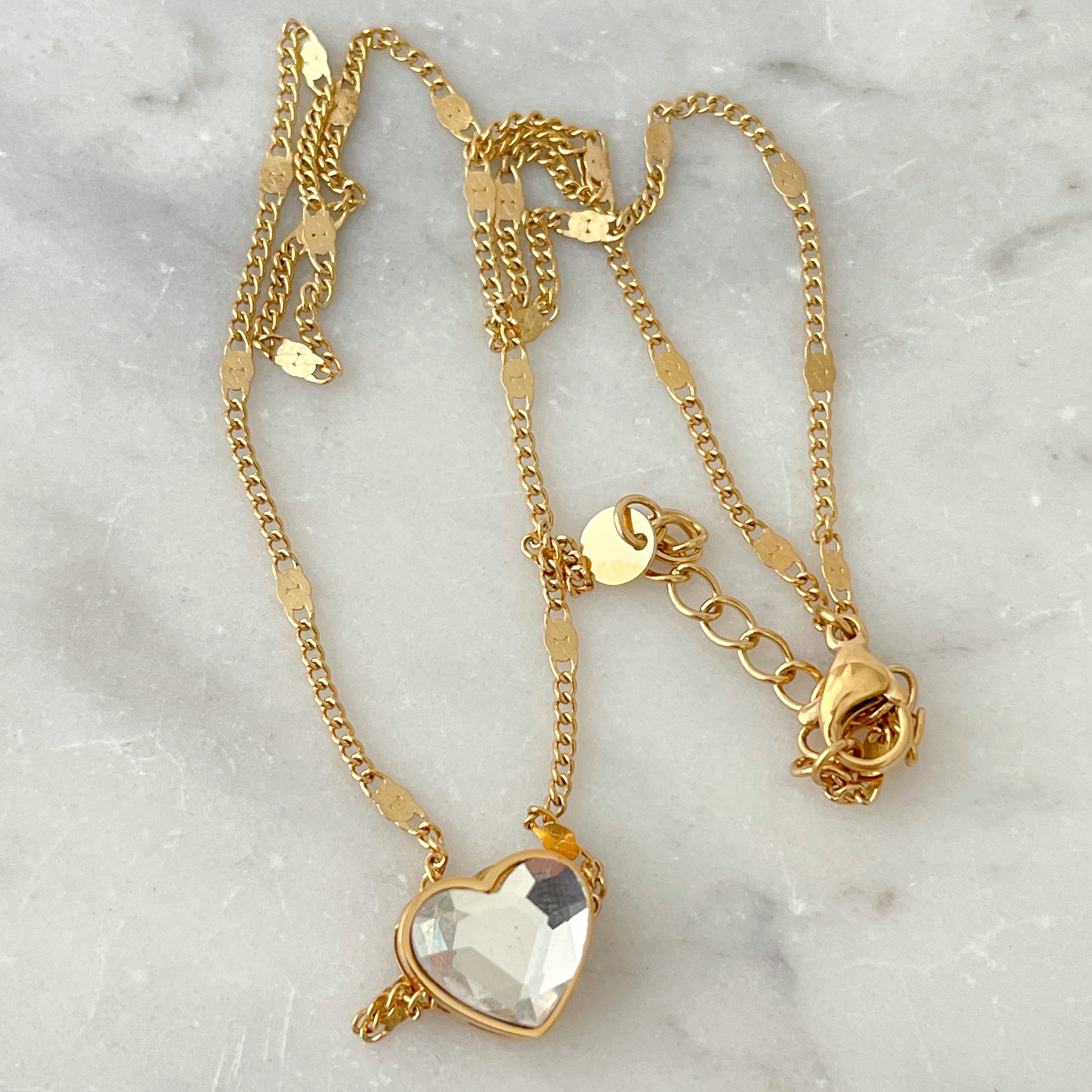 Stainless Steel White Heart Necklace