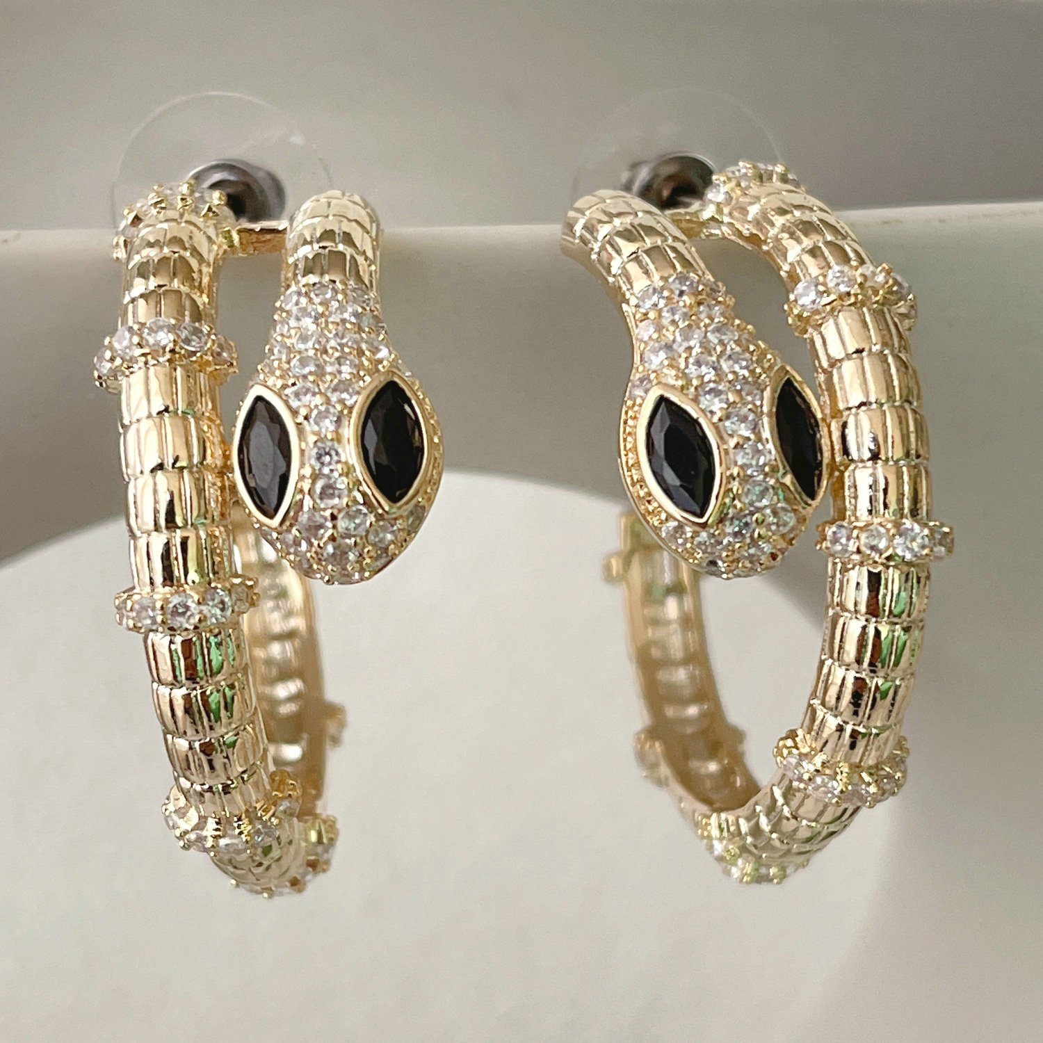 Black Snake Hoop Earrings