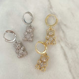 Pave Bear Pendant Earrings