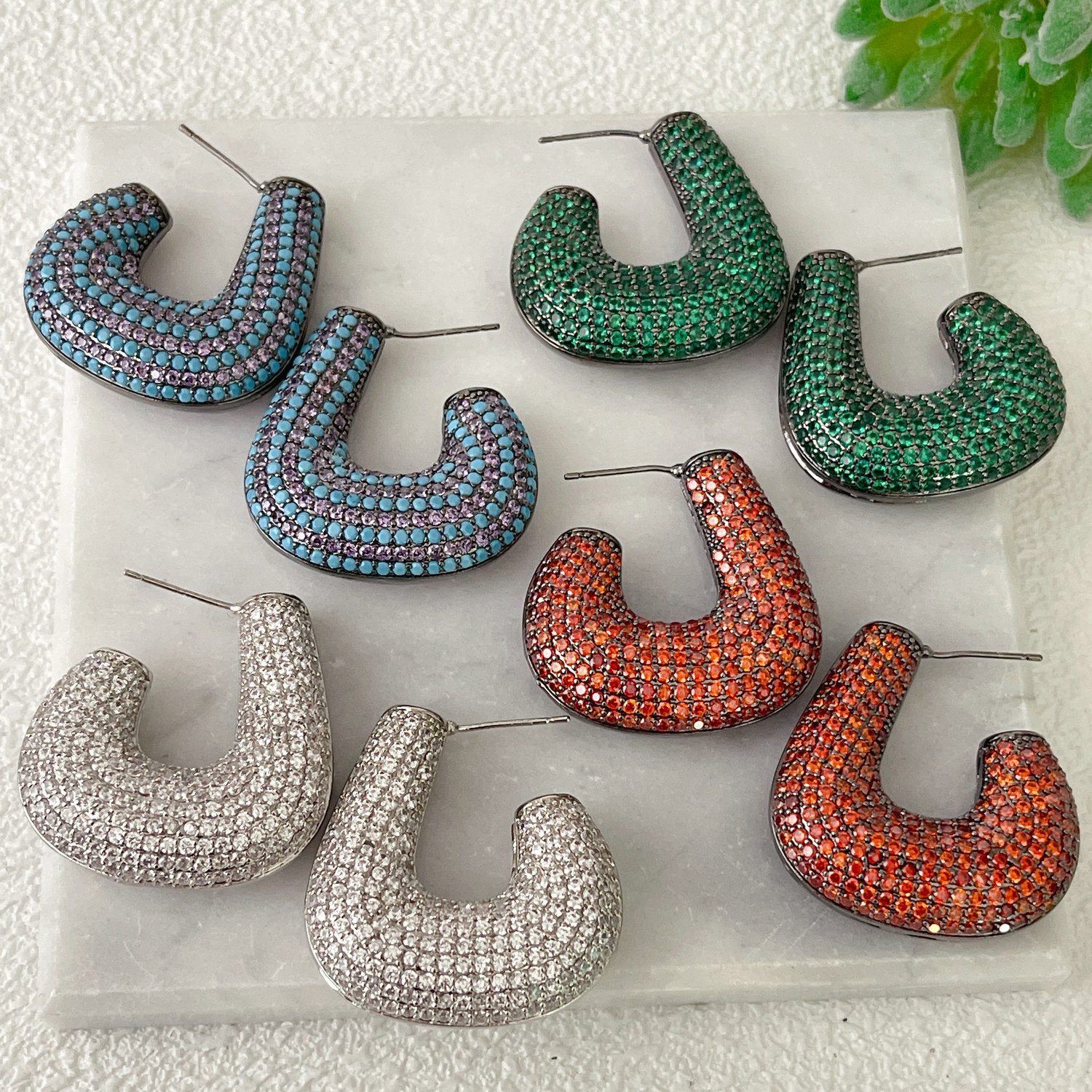 Pave U Hoop Earrings