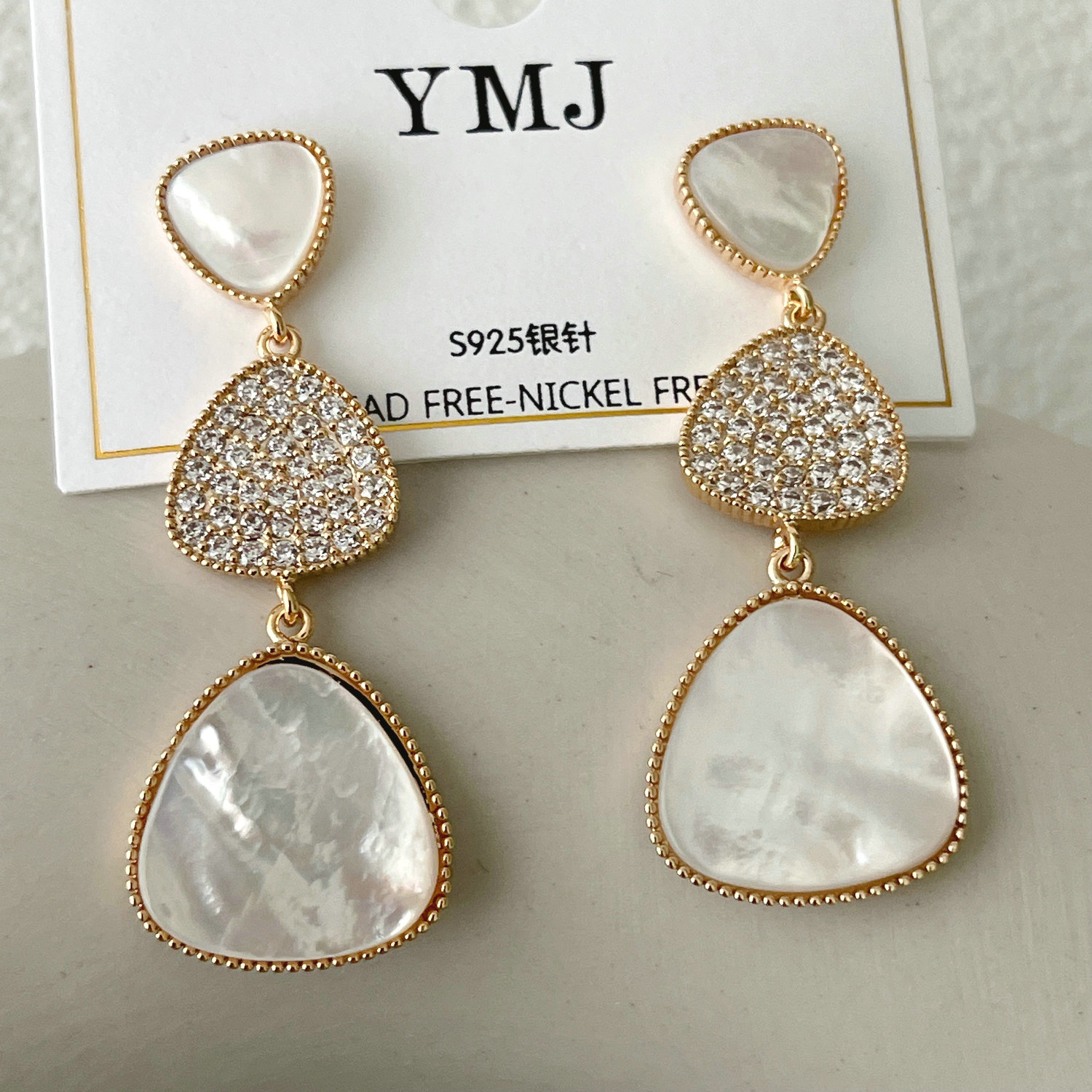 Three Charm Long Earrings