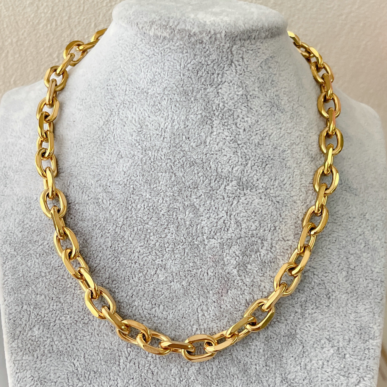 Stainless Steel Big Paper Chain Necklace