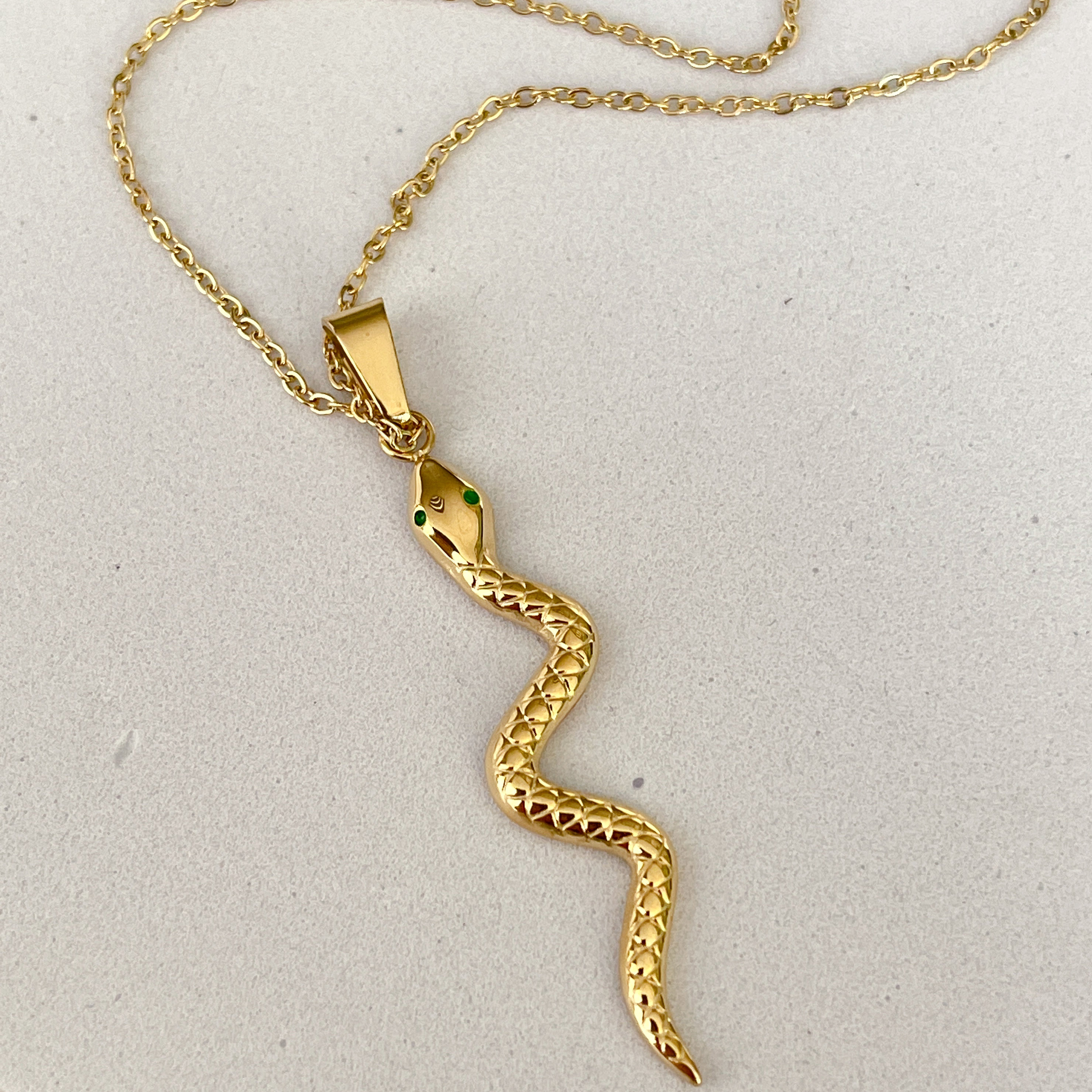 Stainless Steel Simple Snake Pendant Necklace