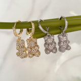 Pave Bear Pendant Earrings