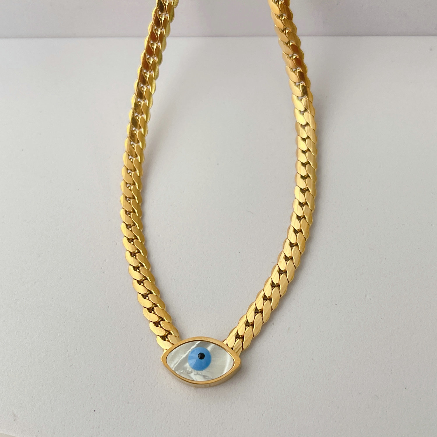 Stainless Steel Cuban Chain Eye Necklace