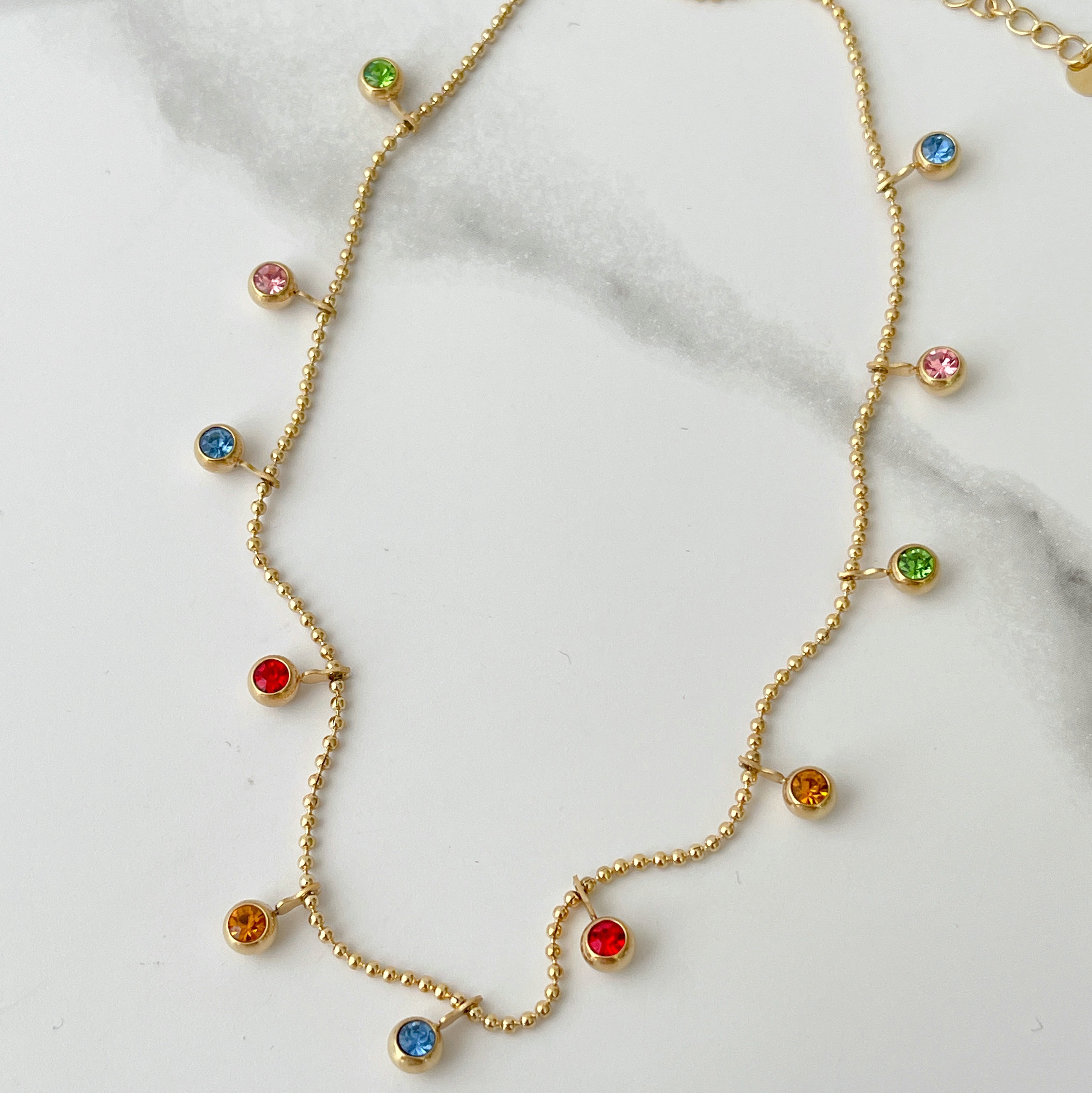 Stainless Steel Colorful Charm Necklace