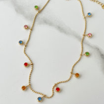 Stainless Steel Colorful Charm Necklace