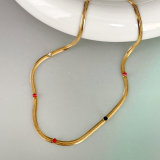 Stainless Steel Herringbone Colorful Necklace