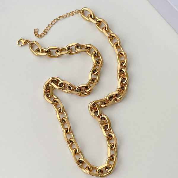 Stainless Steel Big Paper Chain Necklace