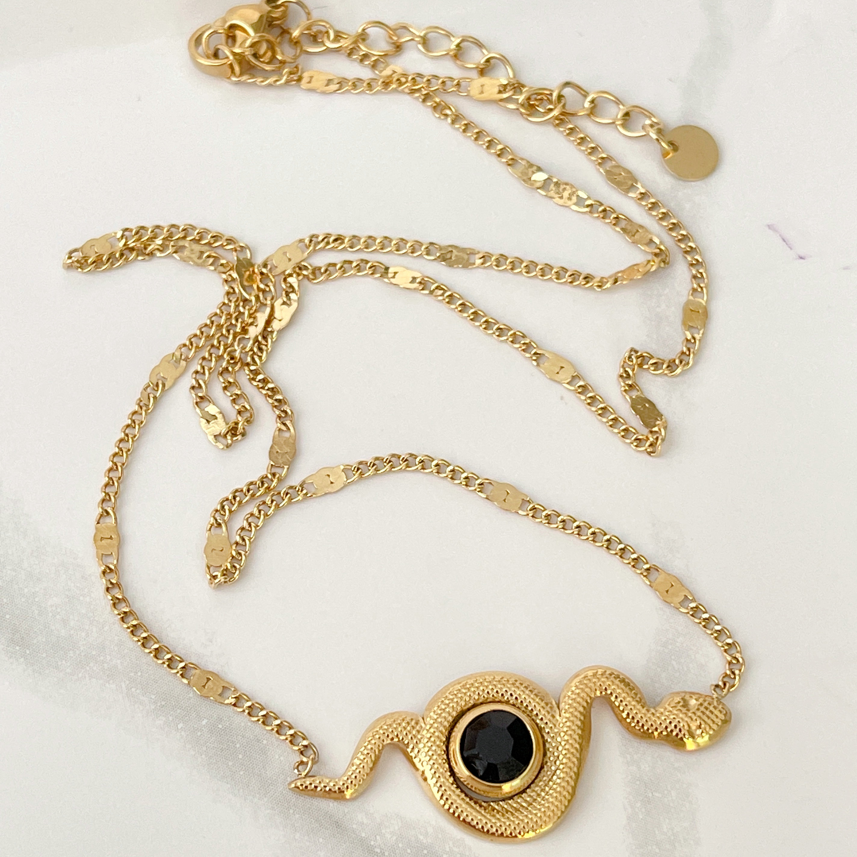 Stainless Steel Black Snake Necklace
