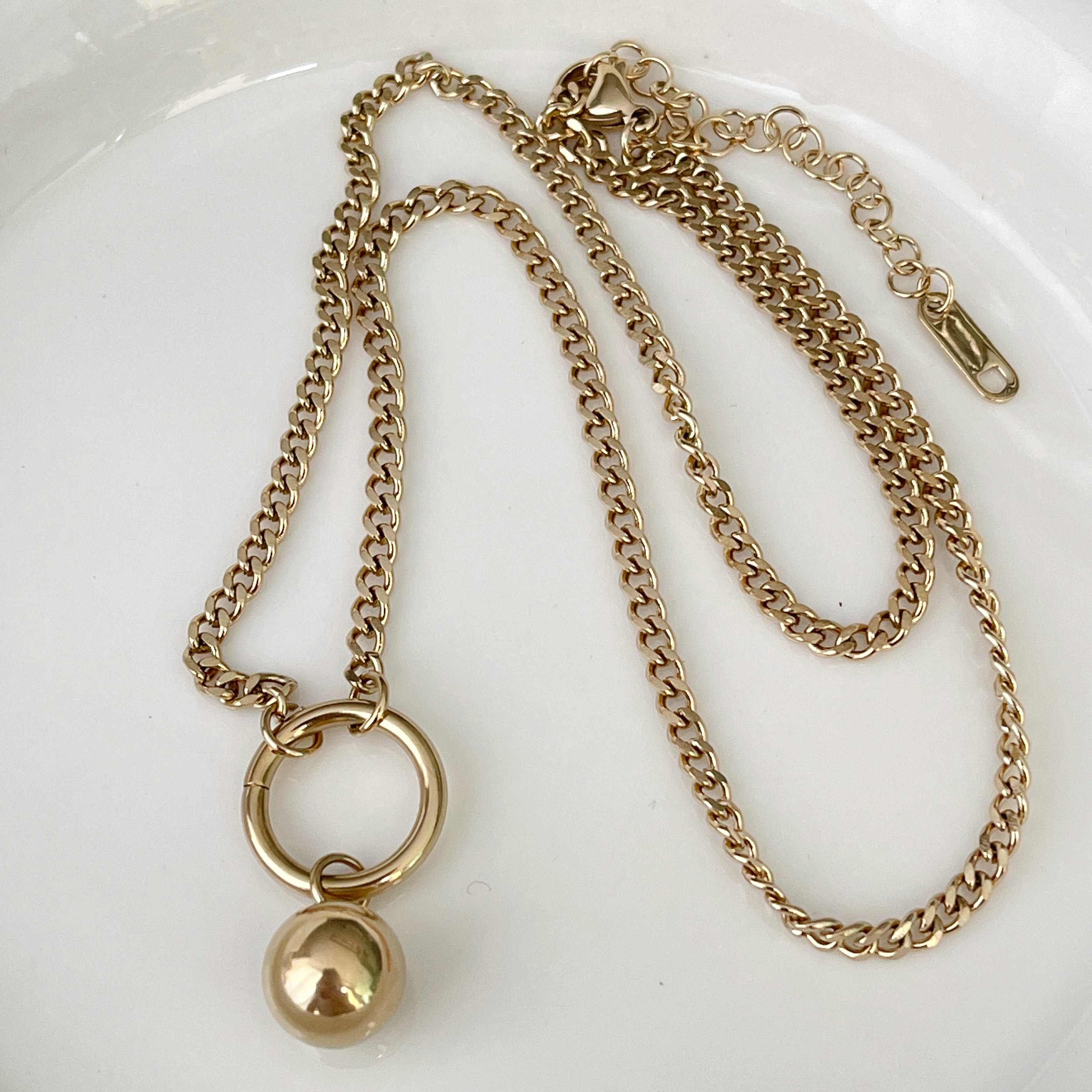 Stainless Steel Ball Charm Necklace