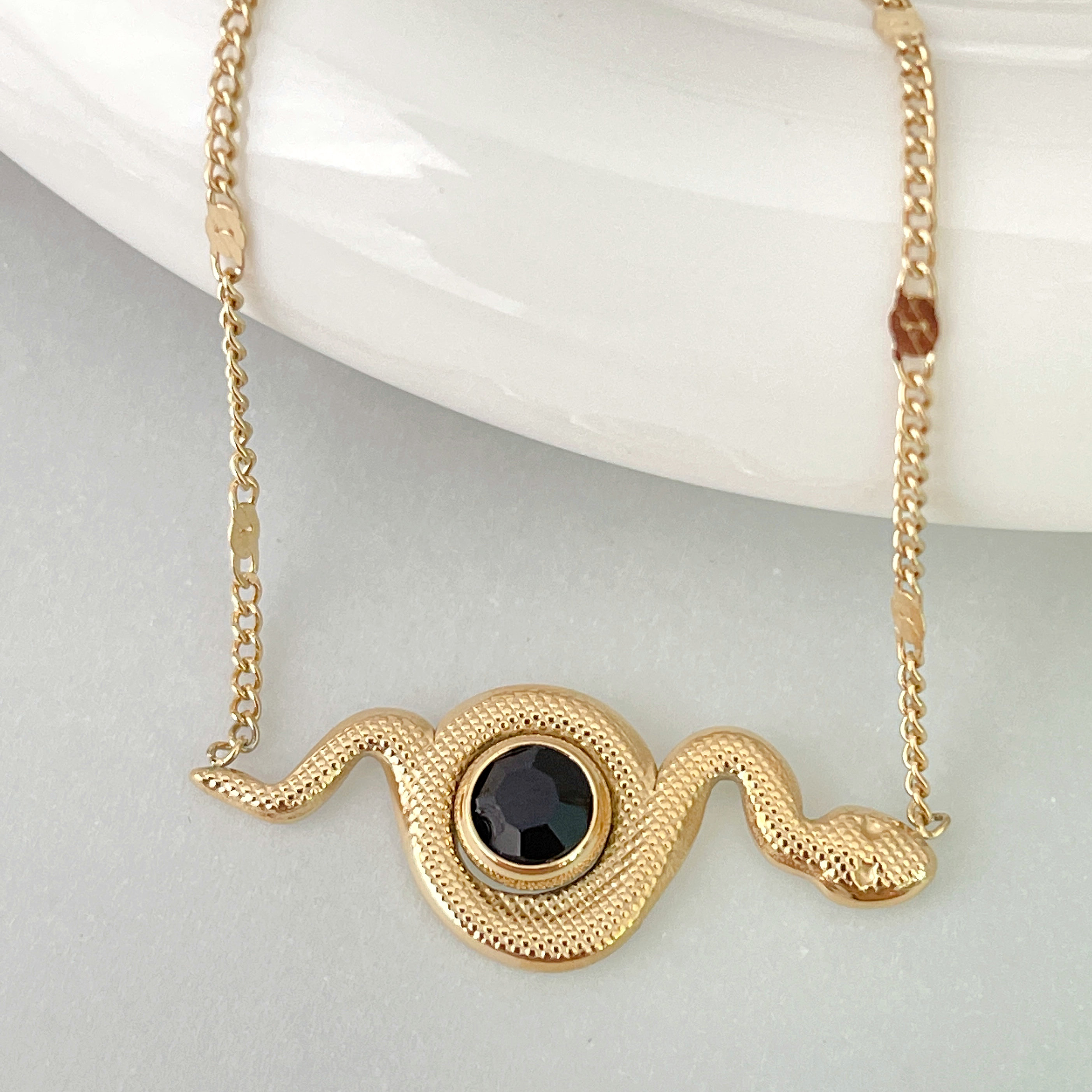 Stainless Steel Black Snake Necklace