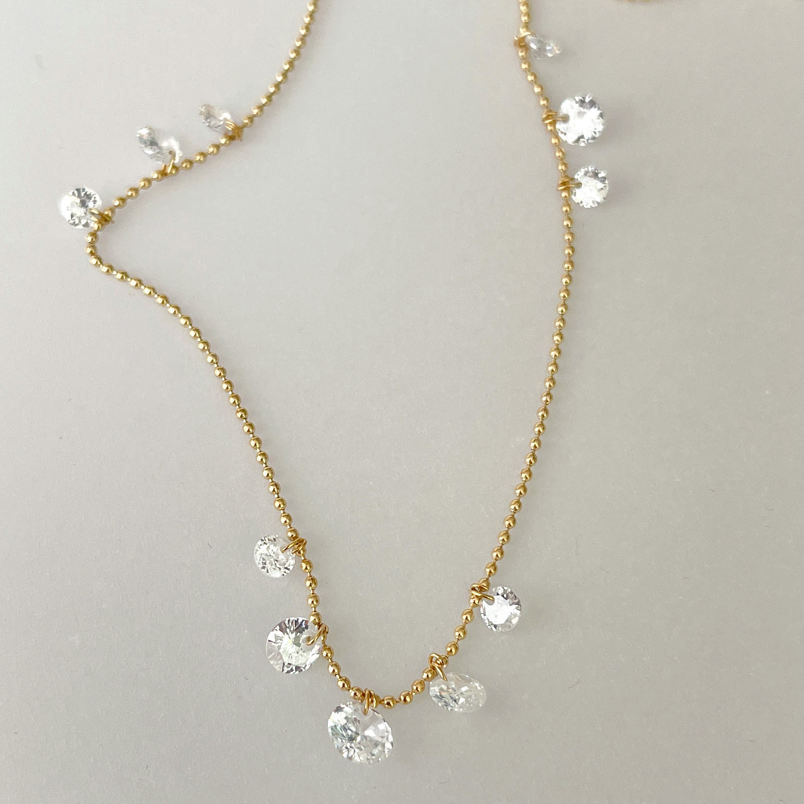 Stainless Steel White Crystal Charm Necklace