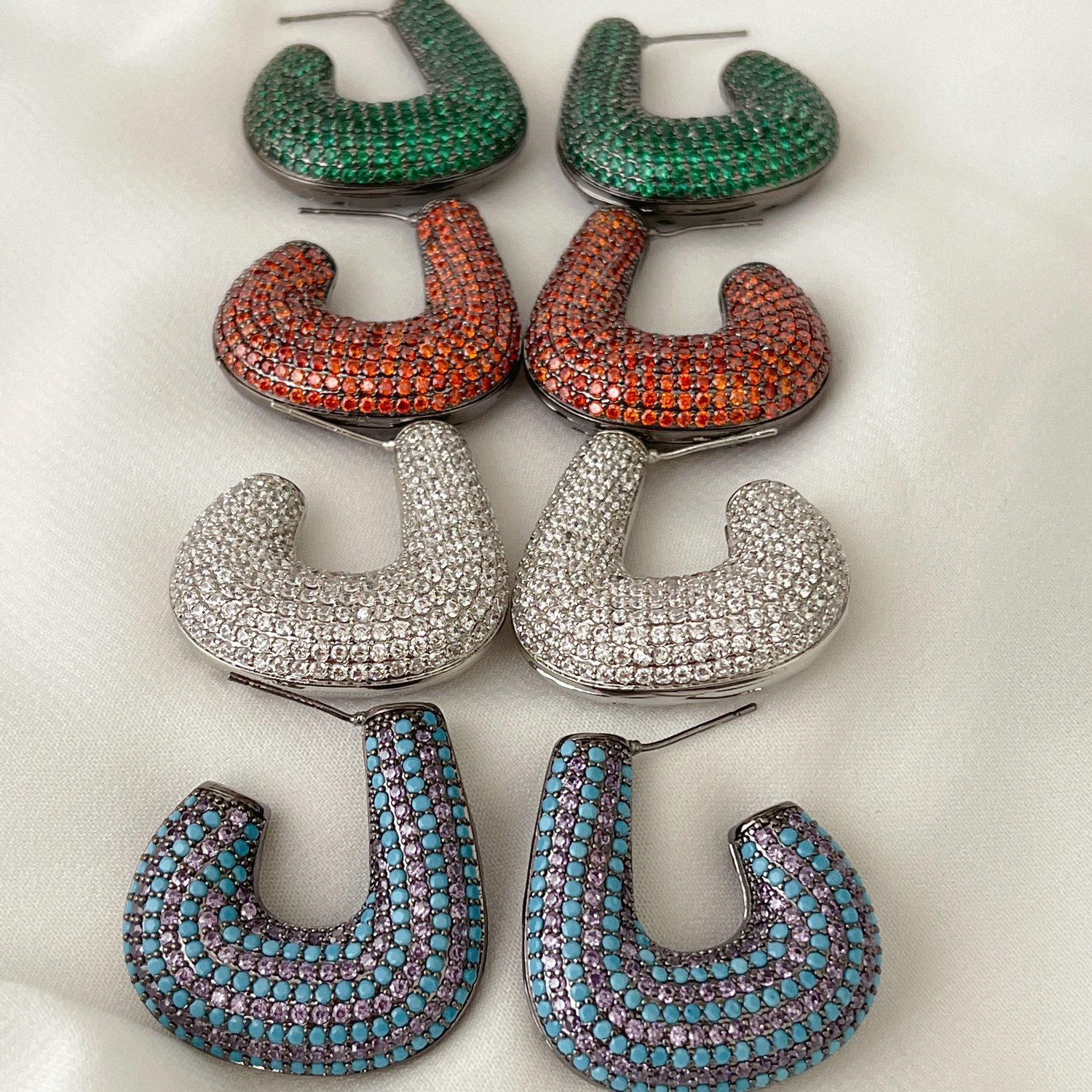 Pave U Hoop Earrings