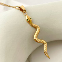 Stainless Steel Simple Snake Pendant Necklace