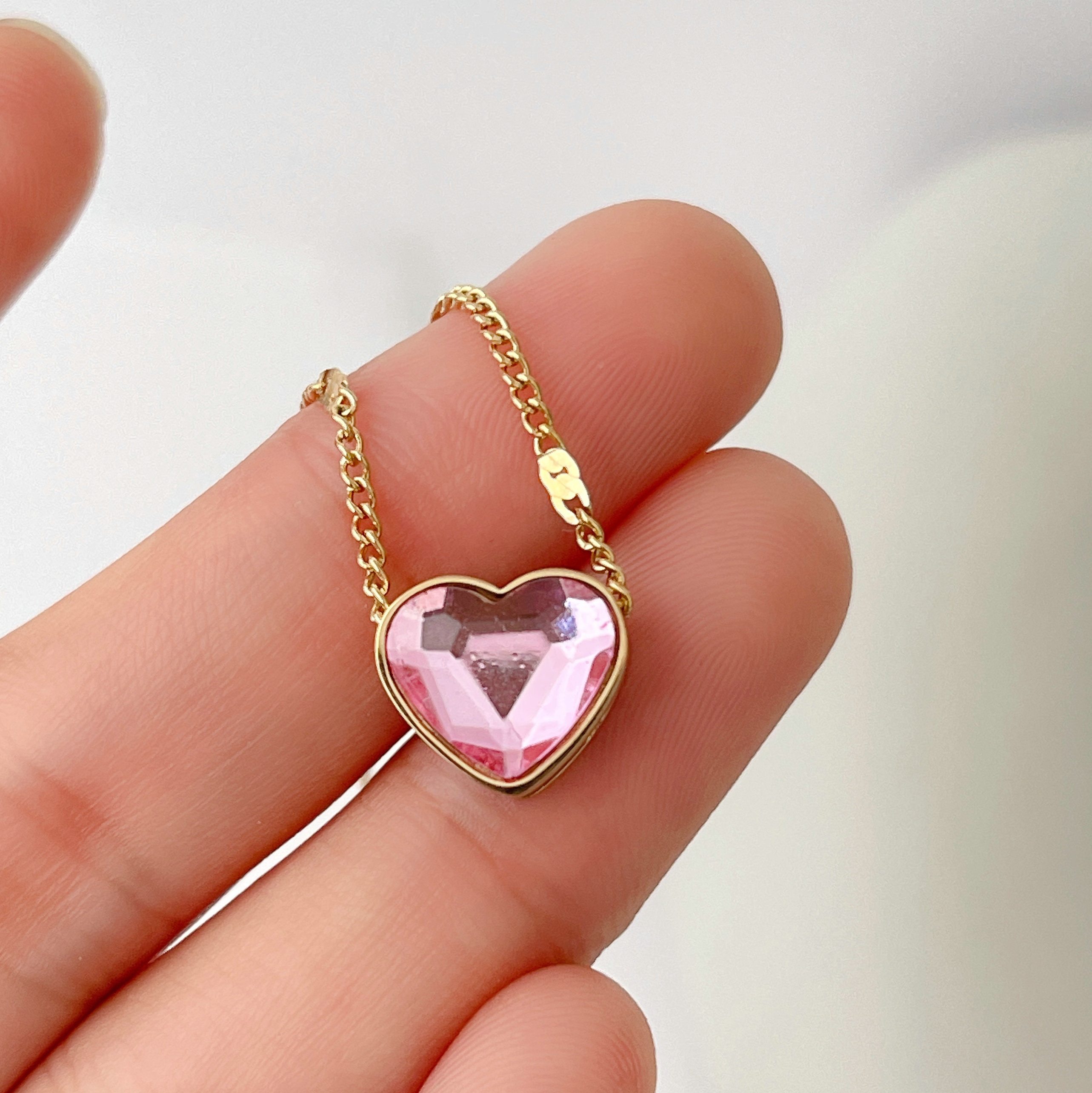 Stainless Steel Pink Heart Necklace