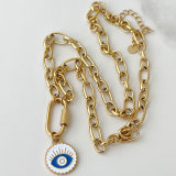 Stainless Steel White Eye Charm Necklace