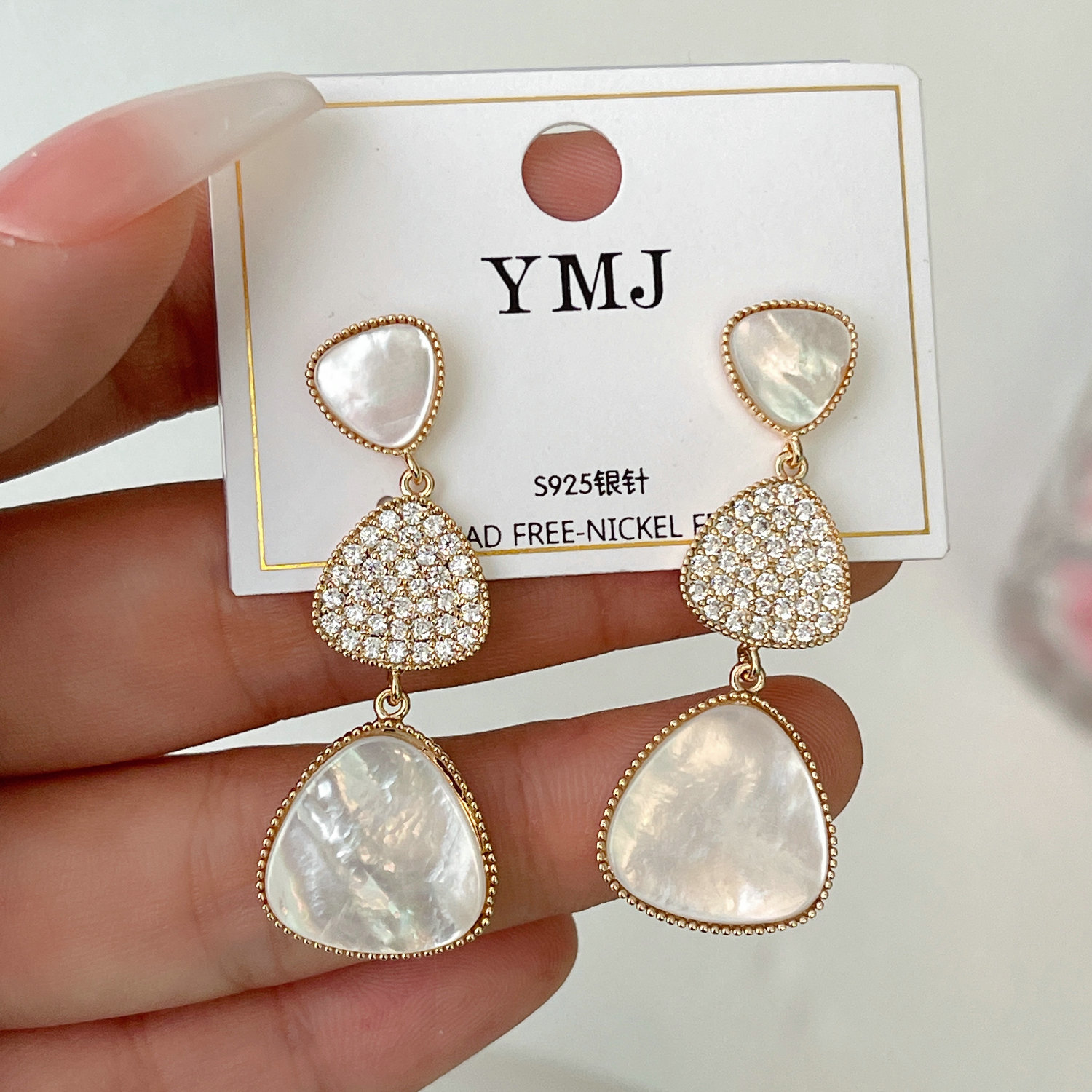 Three Charm Long Earrings