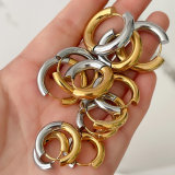 Stainless Steel Gold And Silver Mixed Color Earrings