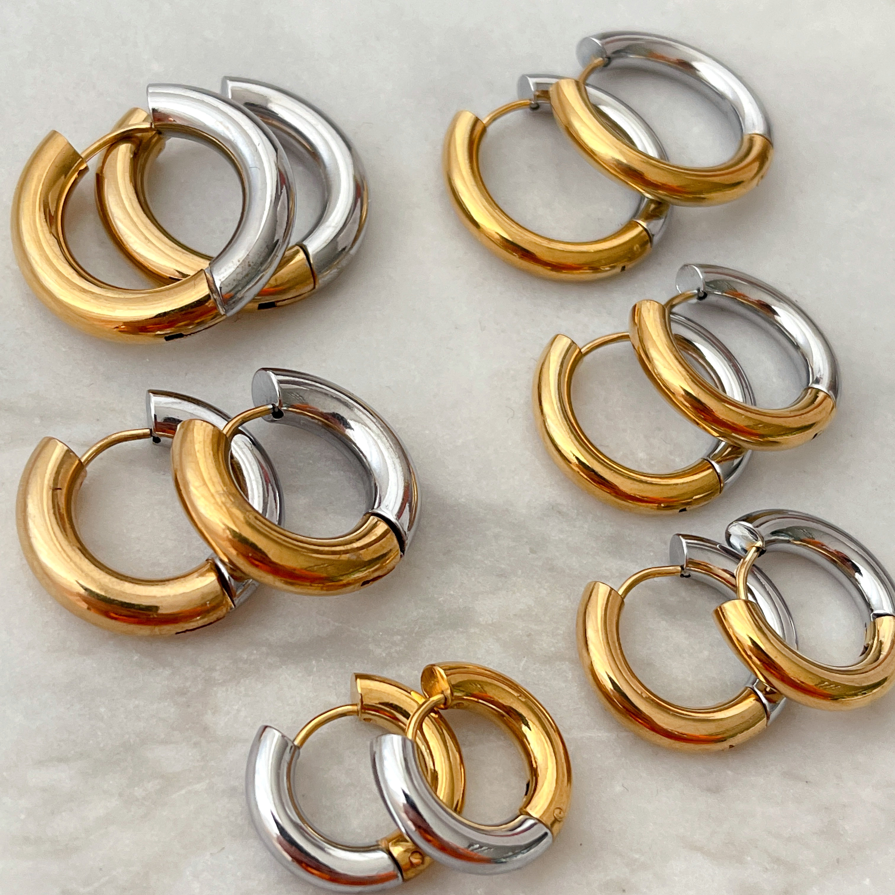 Stainless Steel Gold And Silver Mixed Color Earrings