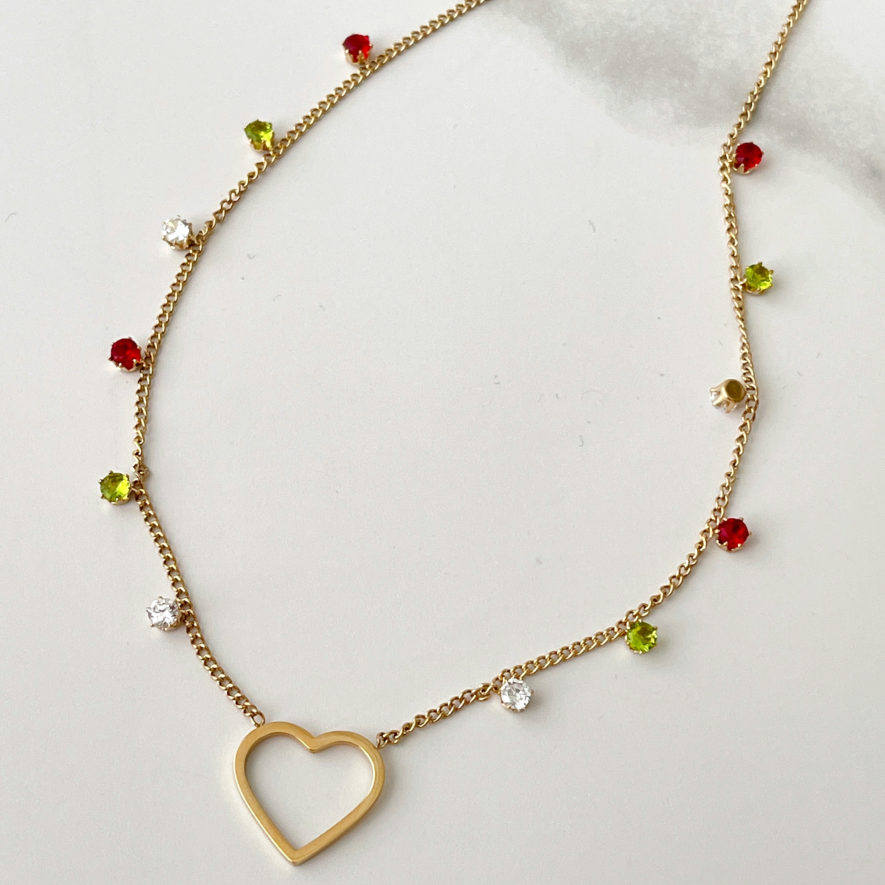 Stainless Steel Coloful Heart Necklace