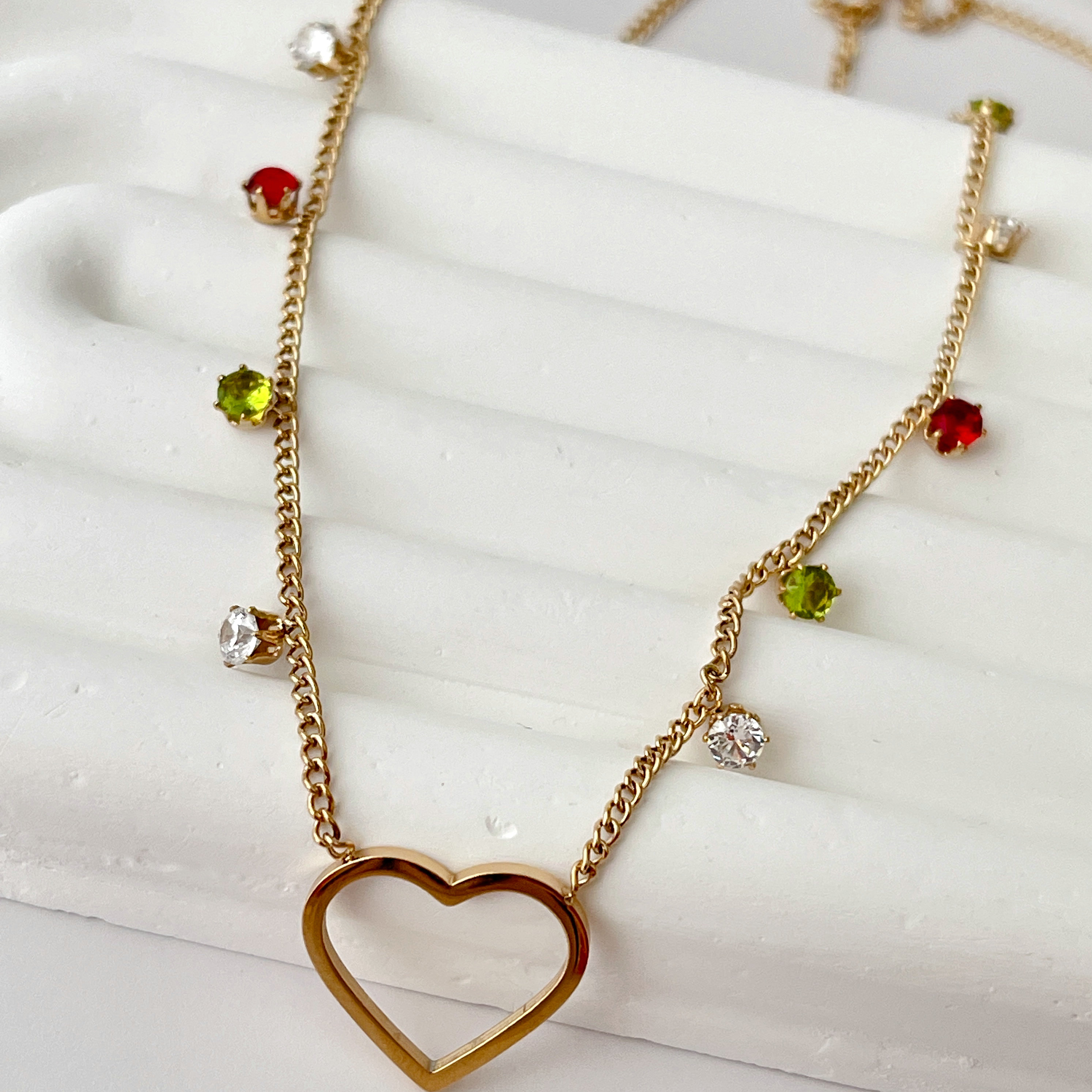 Stainless Steel Coloful Heart Necklace