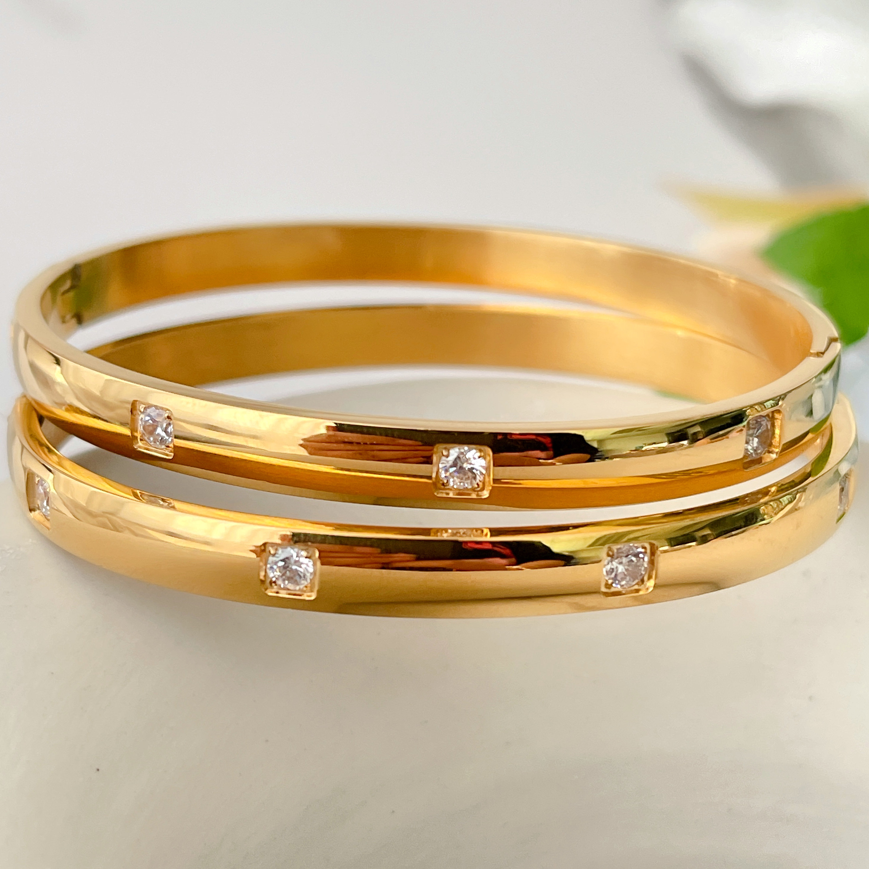 Stainless Steel Square Zircon Cuff