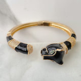 Pave Black Enamel Tiger Bangle