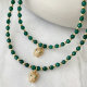 Green Gemstone Nekclace With Tiger Pendant