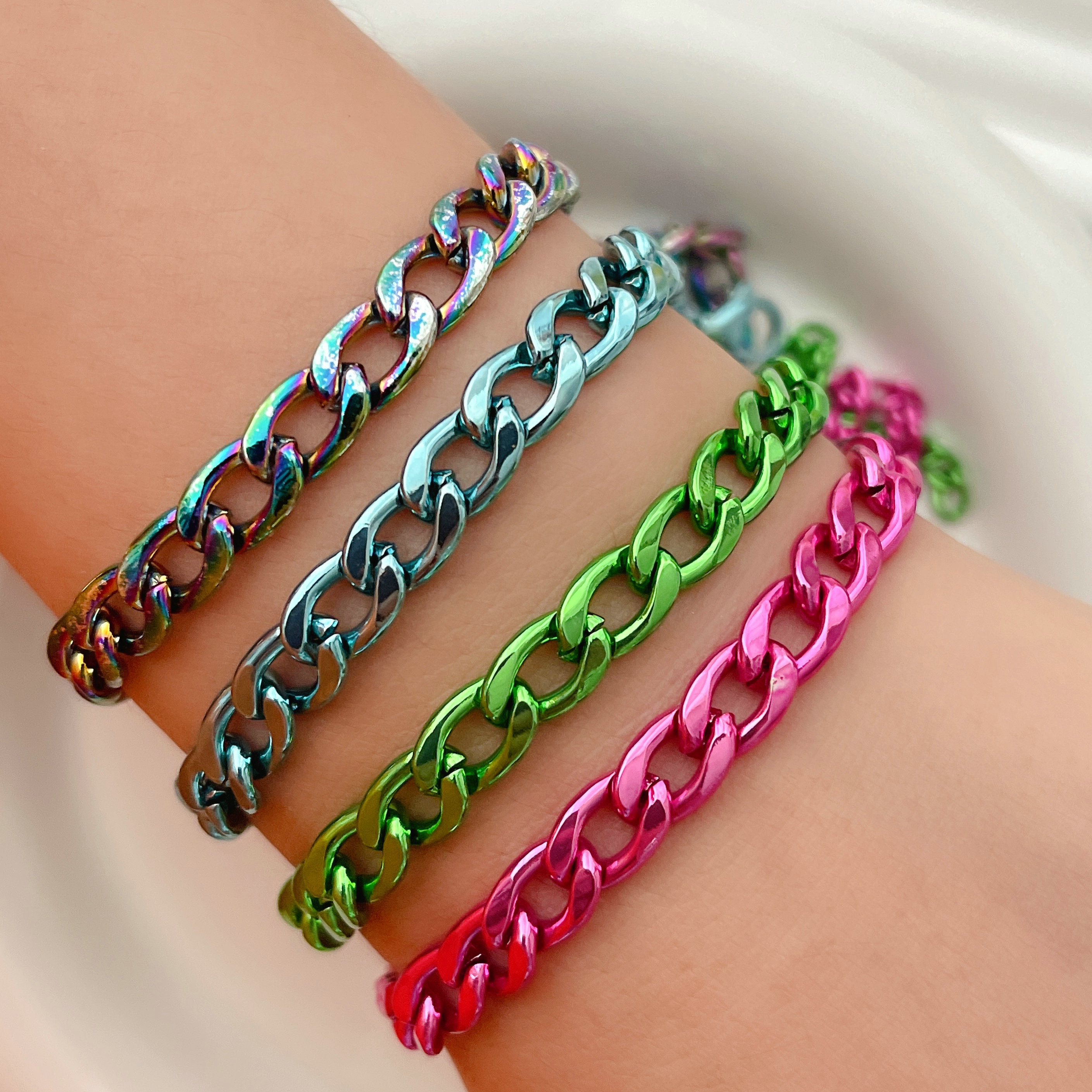 Colorful Plated Cuban Bracelet