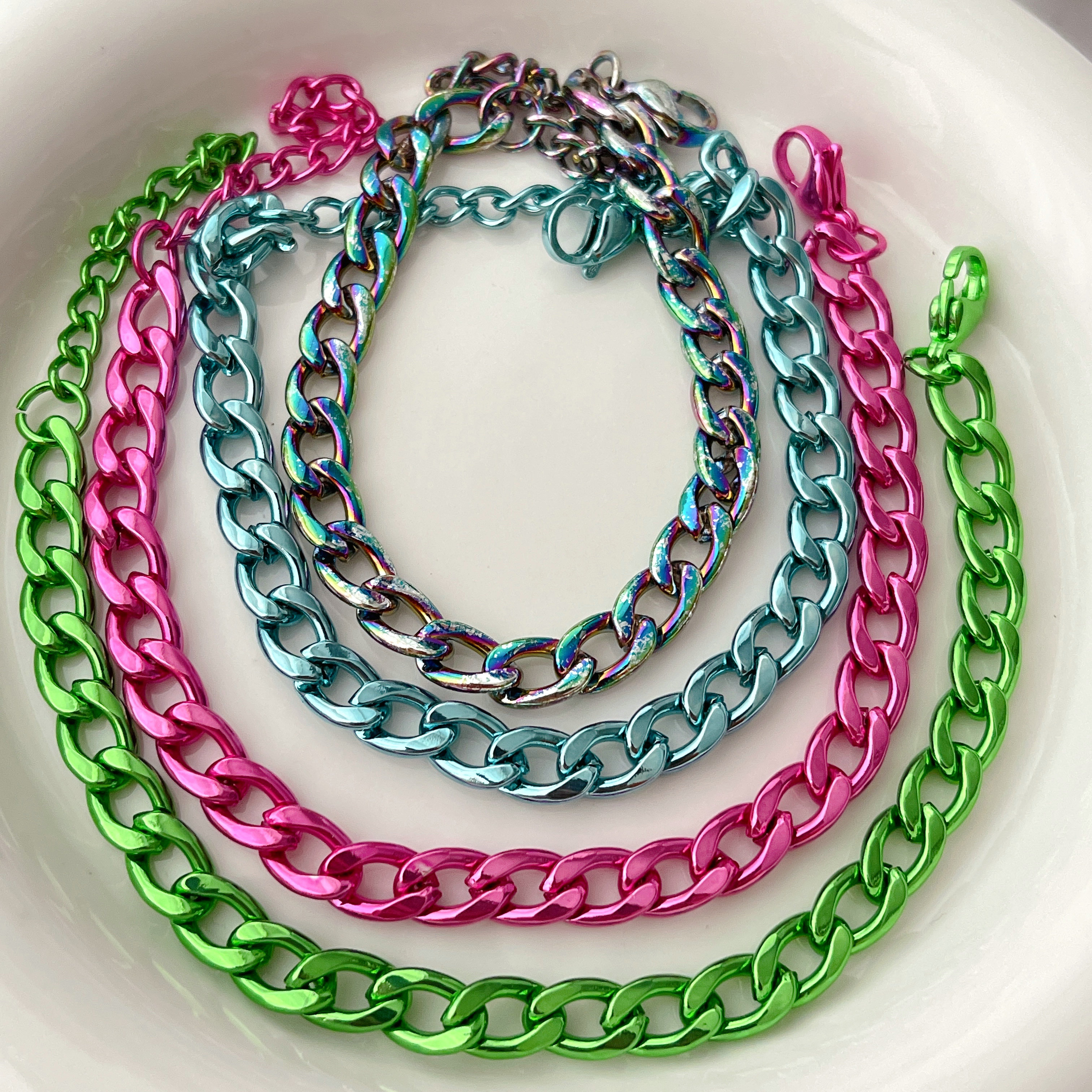 Colorful Plated Cuban Bracelet