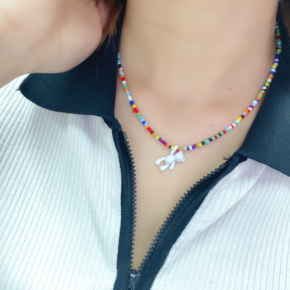 Colorful Beads With Bear / Good Luck Pendant