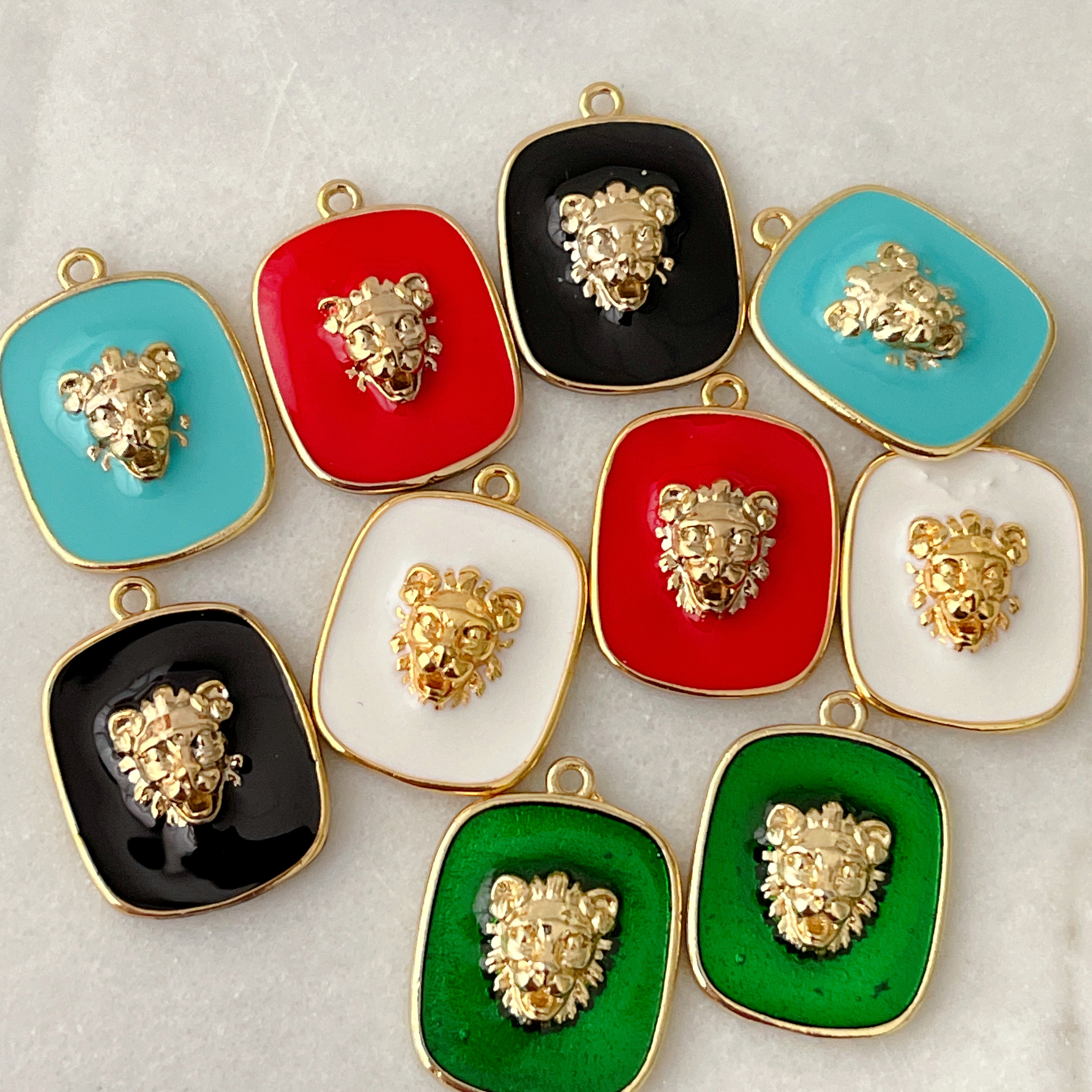 Enamel Leopard Square Charm