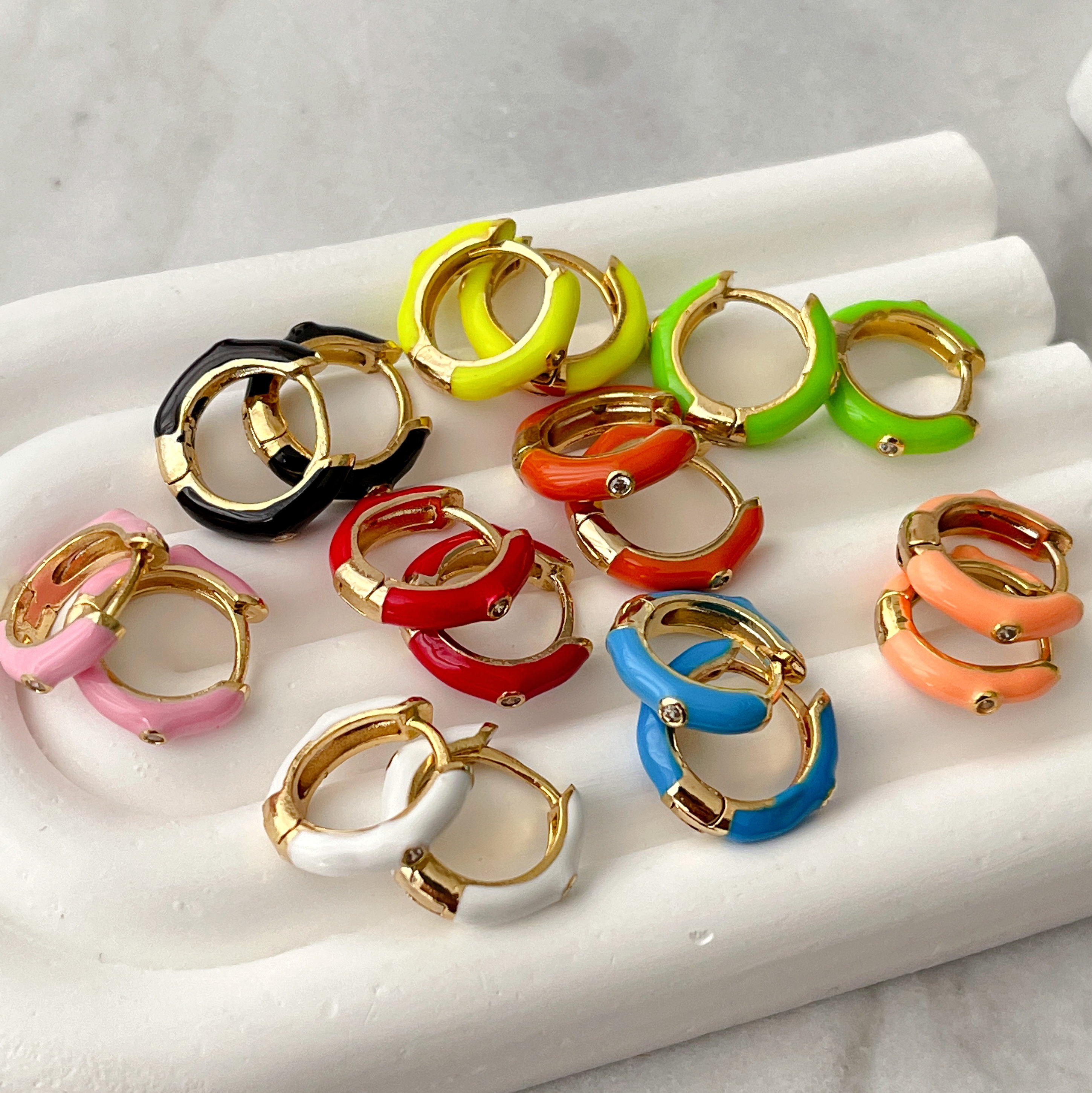 Enamel Hoop Earrings