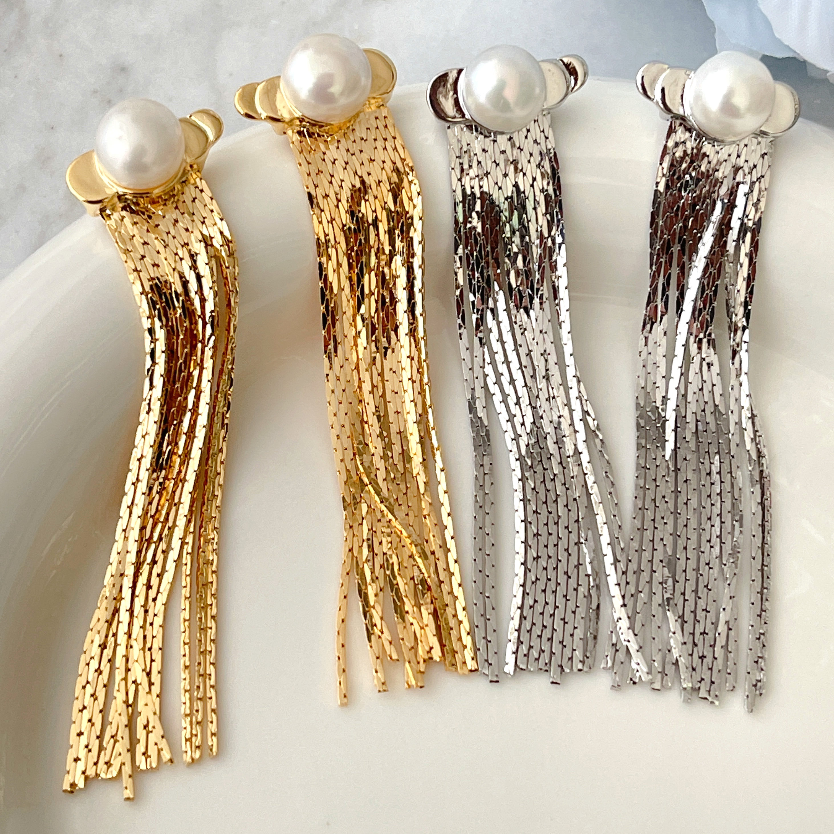 Long Tassel Pearl Earrings