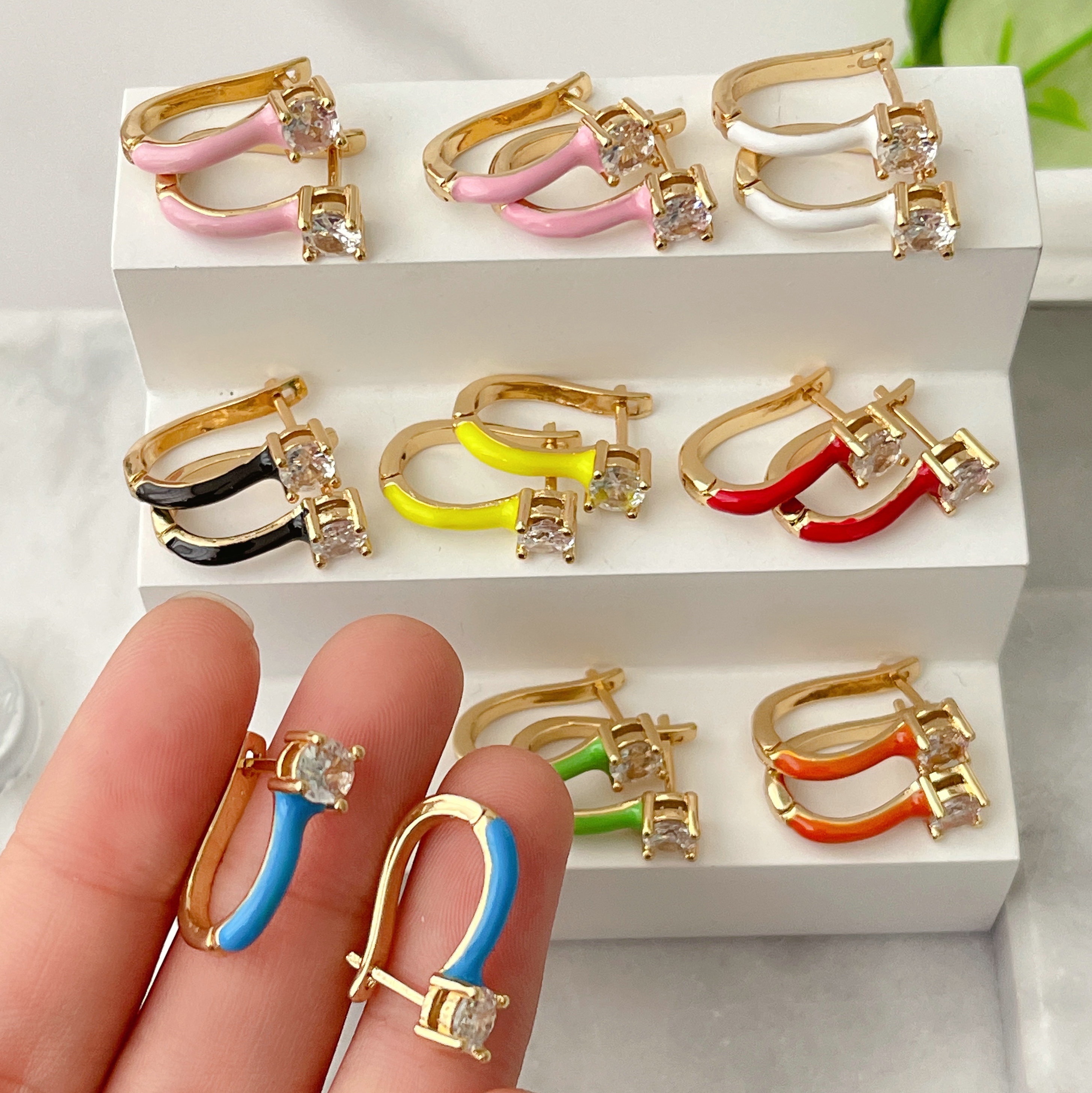 U Shape Enamel Earrings