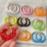 Round Ename Hoop Earrings