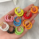 Round Ename Hoop Earrings